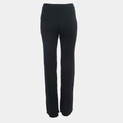 Off-White Black Logo Embroidered Wool Knit Flared Pants M