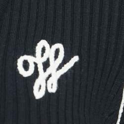 Pre Owned Off-White Black Logo Embroidered Ribbed Knit Cropped Cardigan M