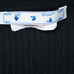 Pre Owned Off-White Black Logo Embroidered Ribbed Knit Cropped Cardigan M