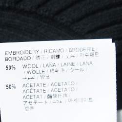 Pre Owned Off-White Black Logo Embroidered Ribbed Knit Cropped Cardigan M