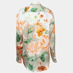 Off-White Multicolor Floral Silk Button-Up Shirt M