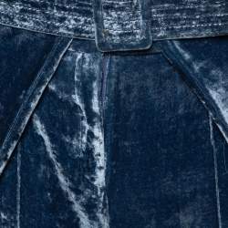 Pre Owned Off-White Navy Blue Velvet Belted Blazer & Pants Set M