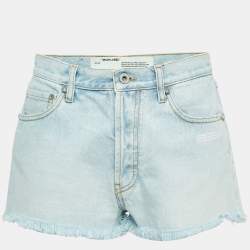 Off-White Light Blue Denim Frayed Shorts M Waist 27"
