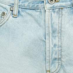 Off-White Light Blue Denim Frayed Shorts M Waist 27"