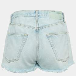 Off-White Light Blue Denim Frayed Shorts M Waist 27"