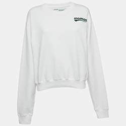 Off-White White Woman Patch Cotton Sweatshirt M