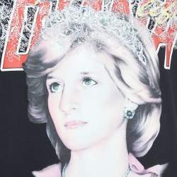 Pre Owned Off-White Black Retro Print Cotton Half Sleeve T-Shirt M