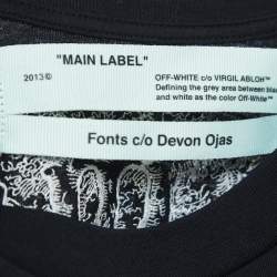 Pre Owned Off-White Black Retro Print Cotton Half Sleeve T-Shirt M
