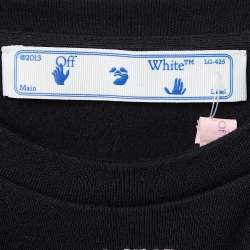 Pre Owned Off-White Black Logo Print Cotton Padded Shoulder T-Shirt S