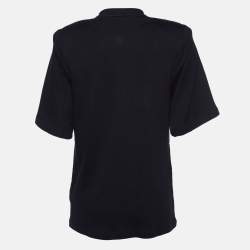 Pre Owned Off-White Black Logo Print Cotton Padded Shoulder T-Shirt S