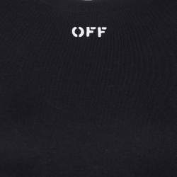 Pre Owned Off-White Black Logo Print Cotton Padded Shoulder T-Shirt S