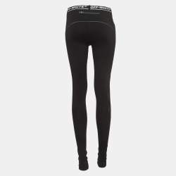 Pre Owned Off-White Black Logo Intarsia Knit Active Wear Leggings M