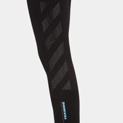 Pre Owned Off-White Black Logo Intarsia Knit Active Wear Leggings M