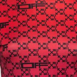 Off-White Multicolor Logo Print Stretch Knit Long Sleeve Mini Dress M