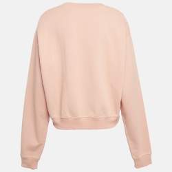 Pre Owned Off-White Pink Logo Print Cotton Knit Sweatshirt L