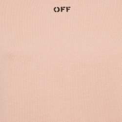 Pre Owned Off-White Pink Logo Print Cotton Knit Sweatshirt L