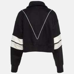 Pre Owned Off-White Black Cotton Knit Logo Crop Sweatshirt M