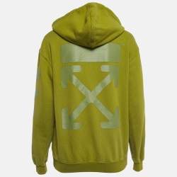 Pre Owned Off-White Green Arrow Print Cotton Zip-Up Hoodie XS
