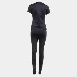 Off-White Black Jersey Active Wear T-shirt and Leggings Set S