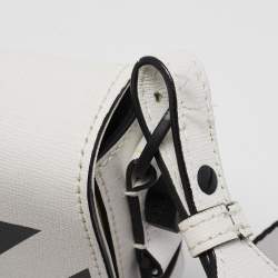 Off-White White/Black Diagonal Print Leather Mini Binder Clip Crossbody Bag