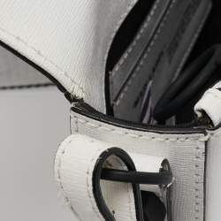 Off-White White/Black Diagonal Print Leather Mini Binder Clip Crossbody Bag