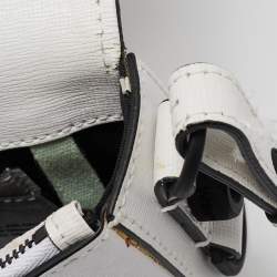 Off-White White/Black Diagonal Print Leather Mini Binder Clip Crossbody Bag