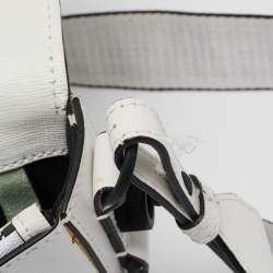 Off-White White/Black Diagonal Print Leather Mini Binder Clip Crossbody Bag