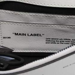 Off-White White/Black Diagonal Print Leather Mini Binder Clip Crossbody Bag