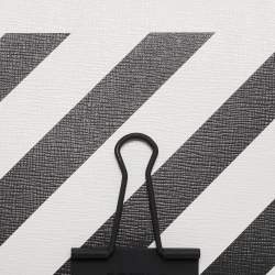 Off-White White/Black Diagonal Print Leather Mini Binder Clip Crossbody Bag