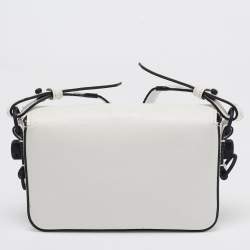 Off-White White/Black Diagonal Print Leather Mini Binder Clip Crossbody Bag