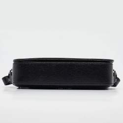 Pre Owned Off-White Black/White Diagonal Print Leather Mini Binder Clip Crossbody Bag