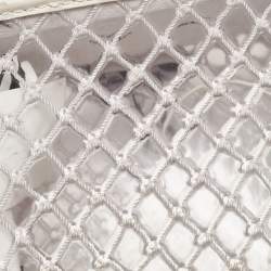 Off-White White/Clear PVC Net Binder Clip Crossbody Bag