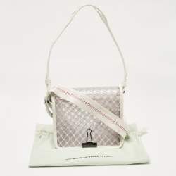 Off-White White/Clear PVC Net Binder Clip Crossbody Bag