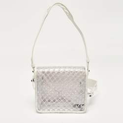Off-White White/Clear PVC Net Binder Clip Crossbody Bag