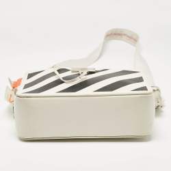 Pre Owned Off-White White/Black Leather Diag Camera Bag