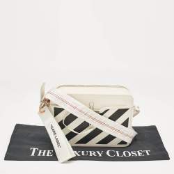 Pre Owned Off-White White/Black Leather Diag Camera Bag