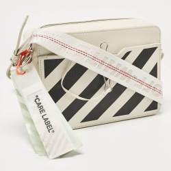 Pre Owned Off-White White/Black Leather Diag Camera Bag