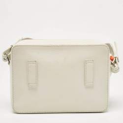 Pre Owned Off-White White/Black Leather Diag Camera Bag