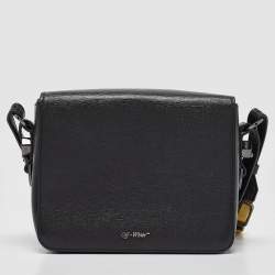 مملوكة مسبقًا Off-White Black/White Diagonal Print Leather Binder Clip Crossbody Bag