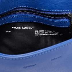 Off-White Blue/White Diagonal Print Leather Binder Clip Crossbody Bag