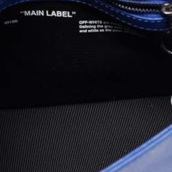 Off-White Blue/White Diagonal Print Leather Binder Clip Crossbody Bag