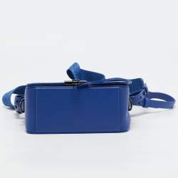 Off-White Blue/White Diagonal Print Leather Binder Clip Crossbody Bag