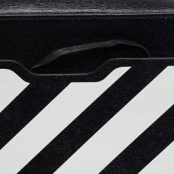 Off-White Blue/White Diagonal Print Leather Binder Clip Camera Bag
