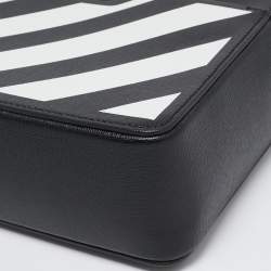 Off-White Blue/White Diagonal Print Leather Binder Clip Camera Bag