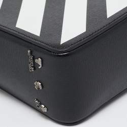 Off-White Blue/White Diagonal Print Leather Binder Clip Camera Bag