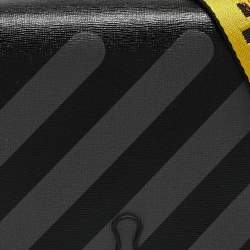 Pre Owned Off-White Black/Grey Diagonal Print Leather Binder Clip Crossbody Bag