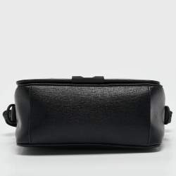 Pre Owned Off-White Black/Grey Diagonal Print Leather Binder Clip Crossbody Bag