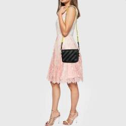 Pre Owned Off-White Black/Grey Diagonal Print Leather Binder Clip Crossbody Bag