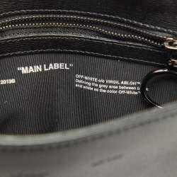 Pre Owned Off-White Black/White Diagonal Print Leather Binder Clip Crossbody Bag
