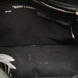 Pre Owned Off-White Black/White Diagonal Print Leather Binder Clip Crossbody Bag